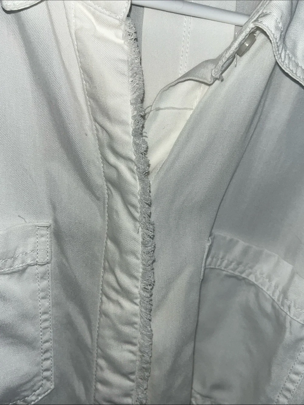 Chico's white/light ivory Collared Shirt with fringe detail - Picture 4 of 6
